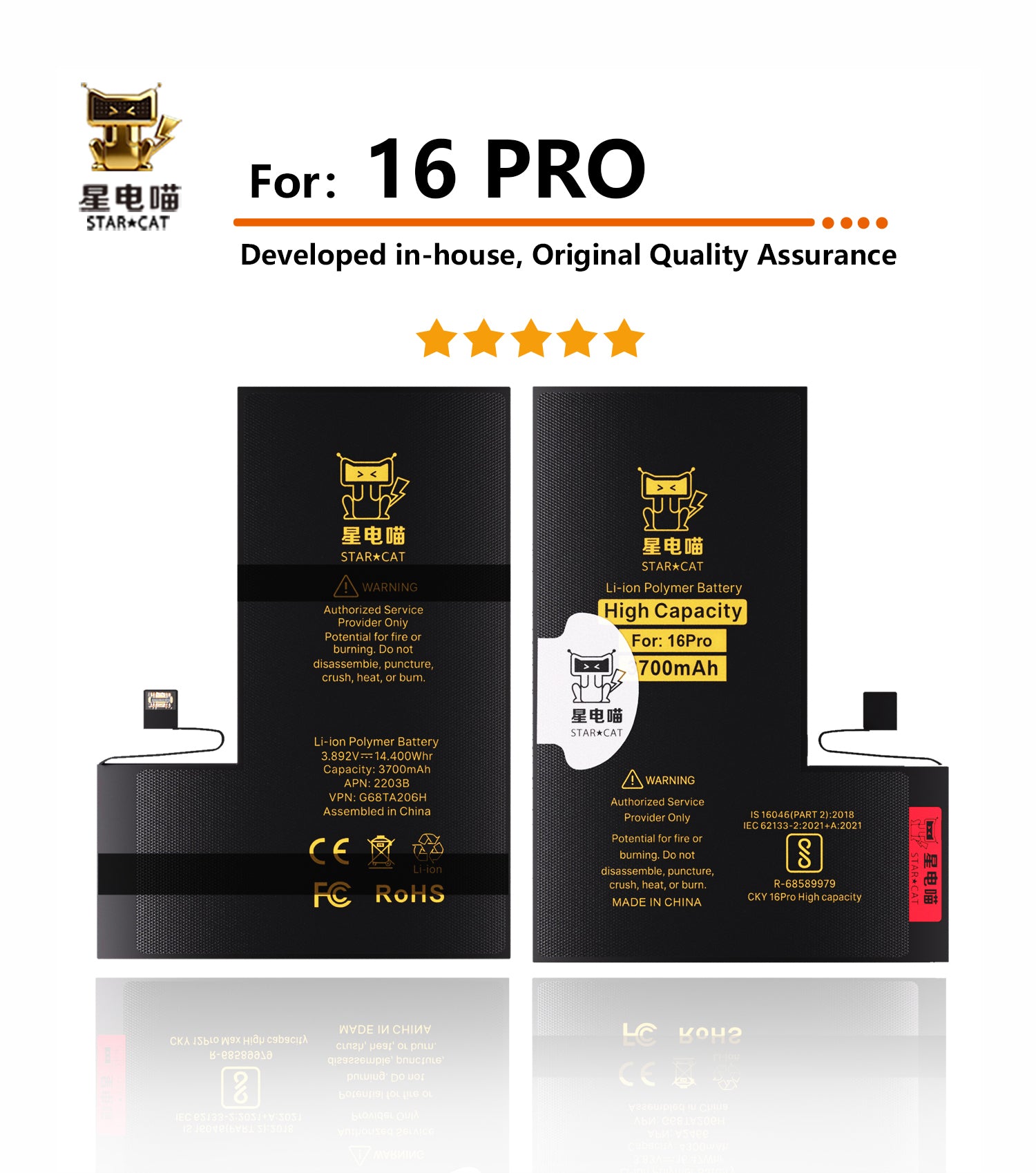 Apple/iPhone 16pro high-capacity/mAh-Original battery
