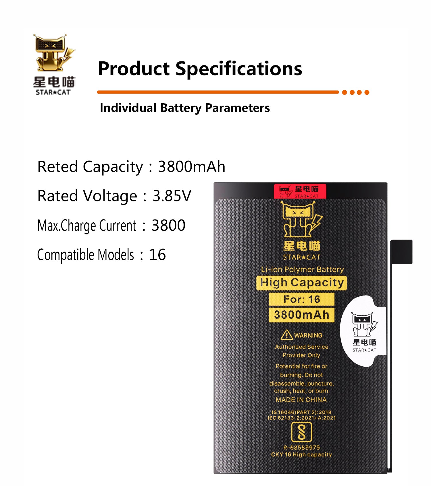 Apple/iPhone 16 high-capacity/mAh-Original battery