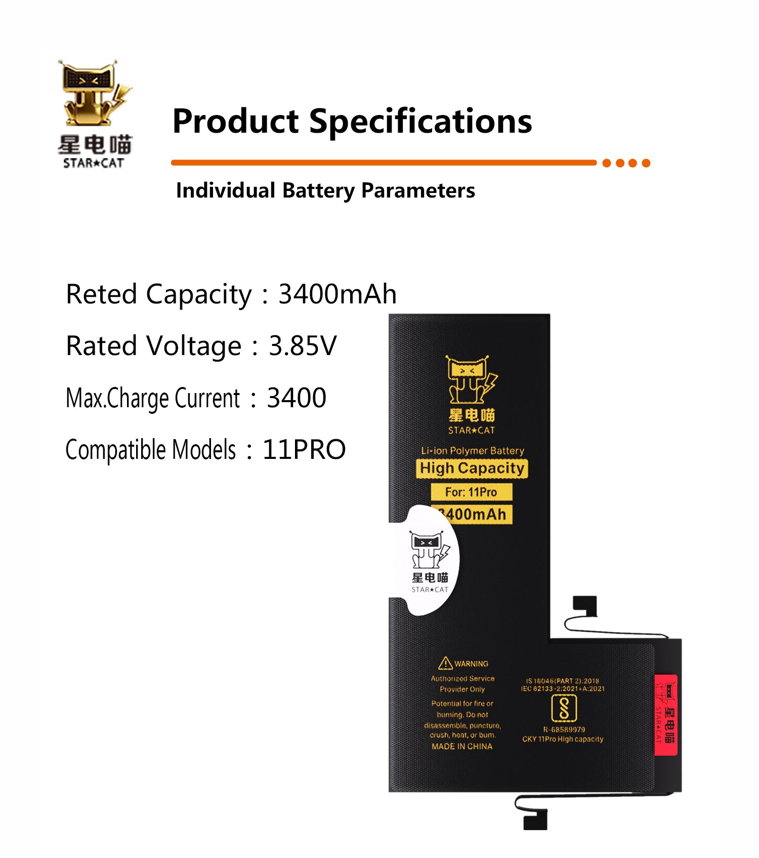 Apple/iPhone 11pro high-capacity/mAh-Original battery