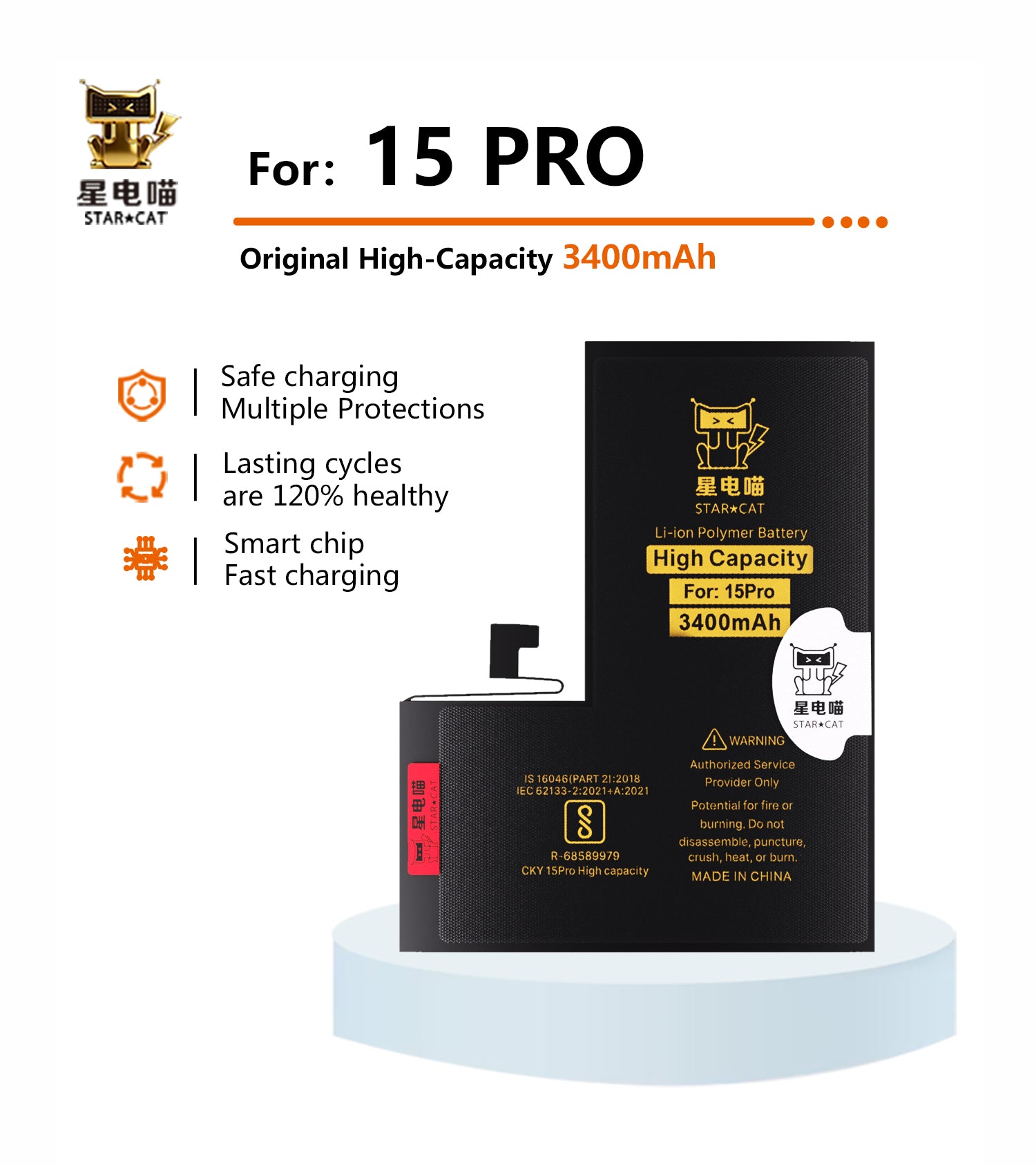 Apple/iPhone 15pro high-capacity/mAh-Original battery