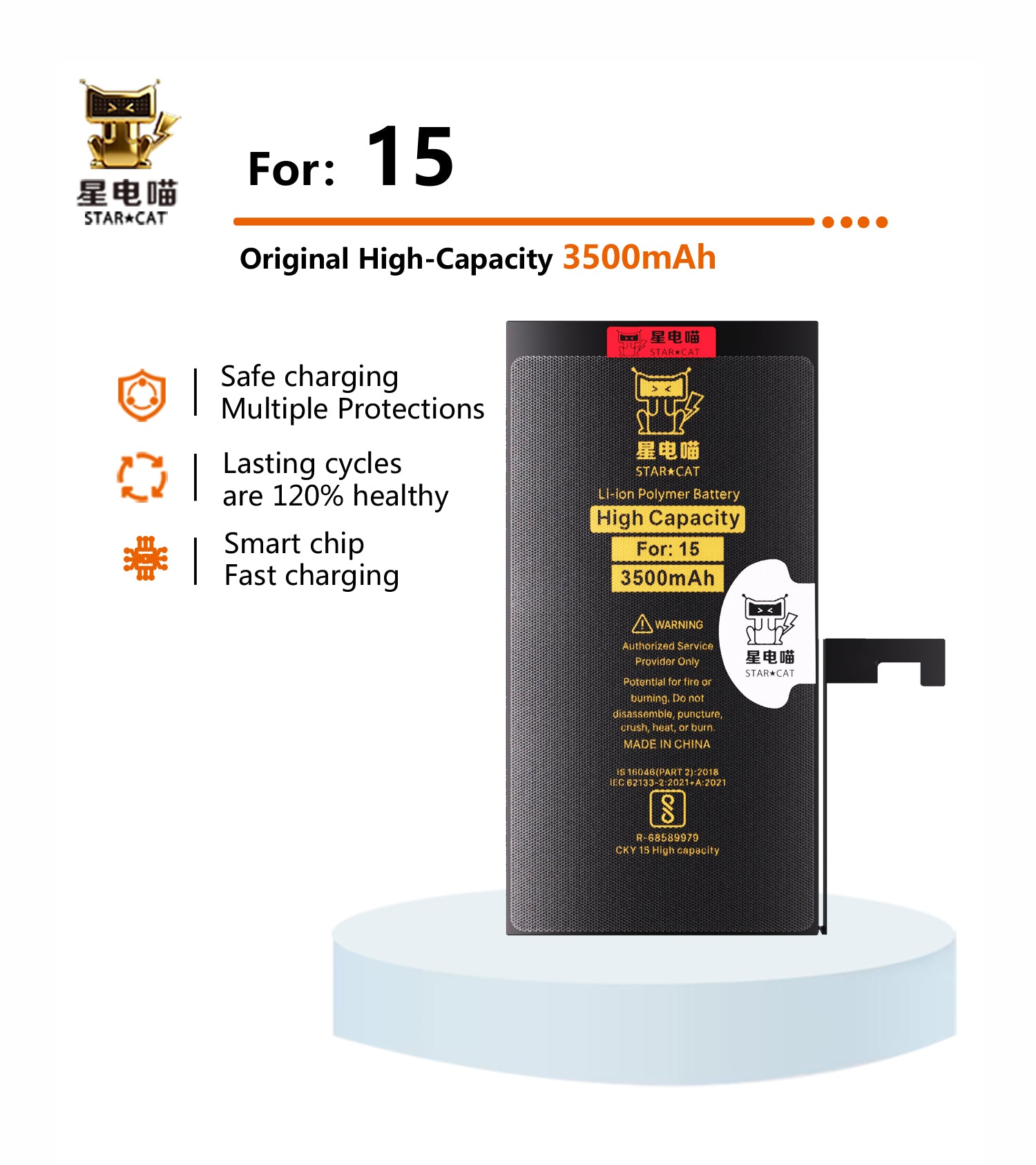 Apple/iPhone 15 high-capacity/mAh-Original battery