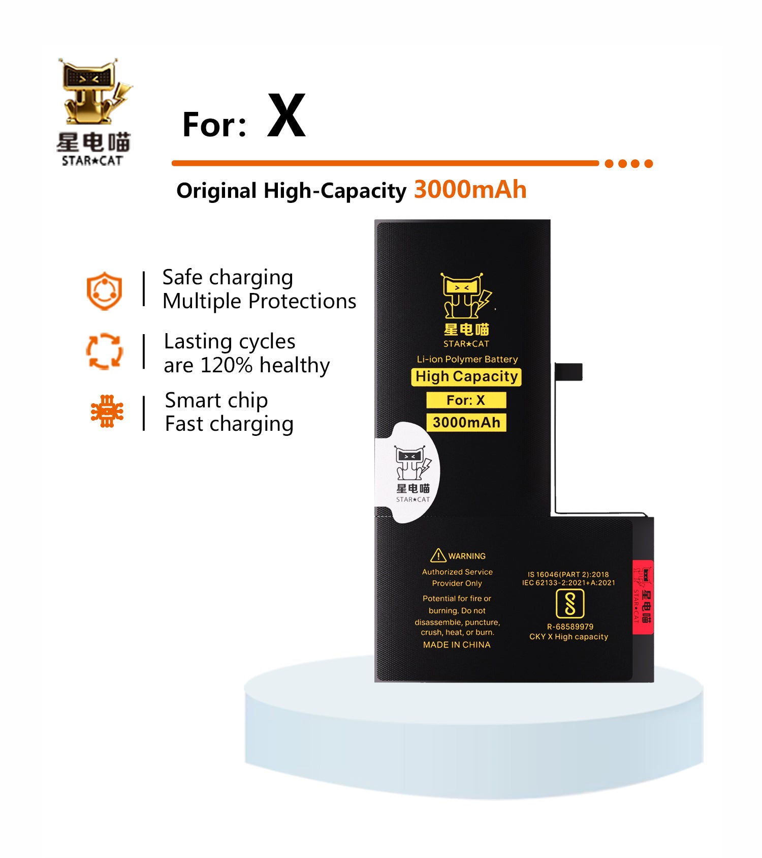 Apple/iPhone X high-capacity/mAh-Original battery