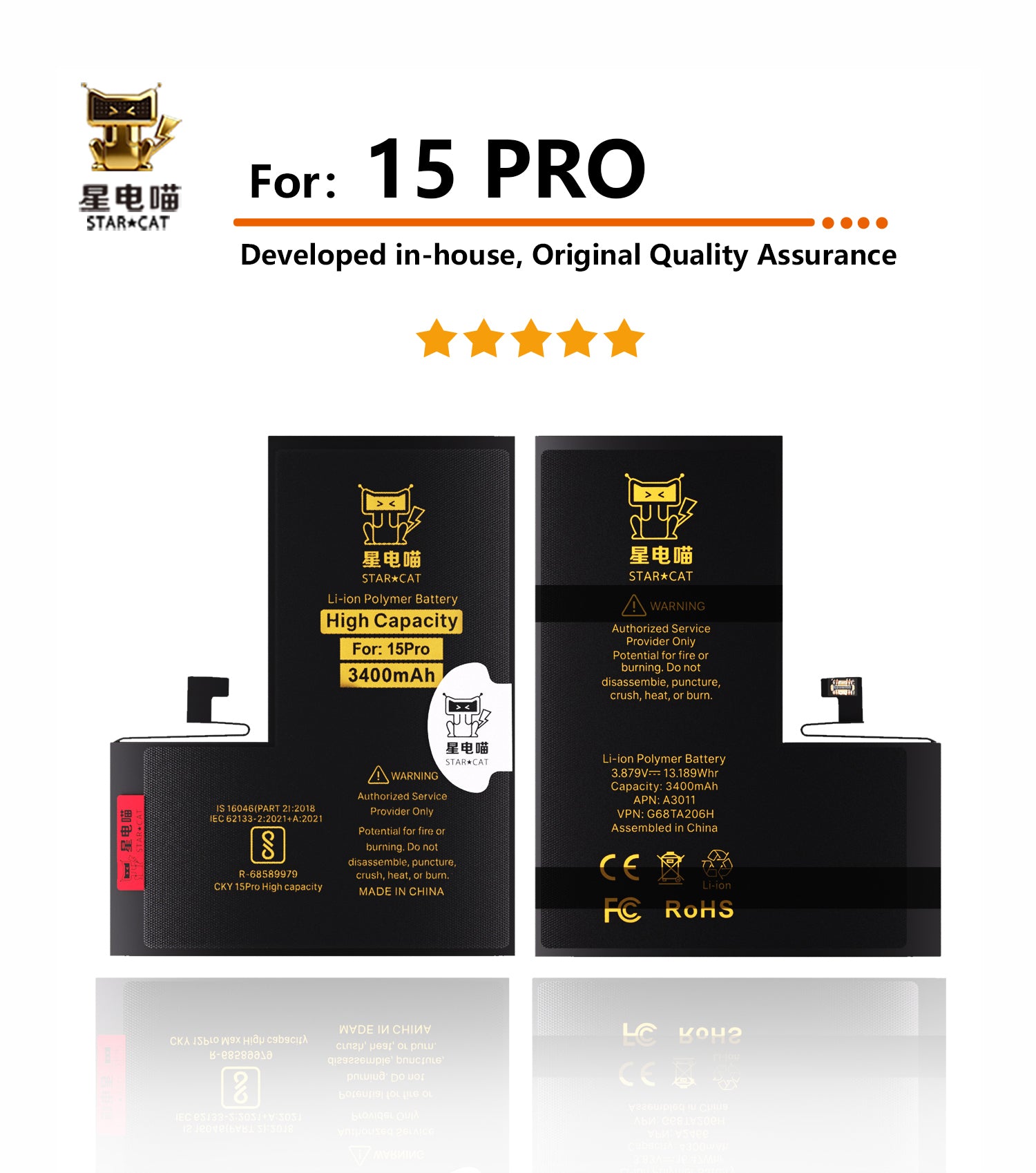 Apple/iPhone 15pro high-capacity/mAh-Original battery