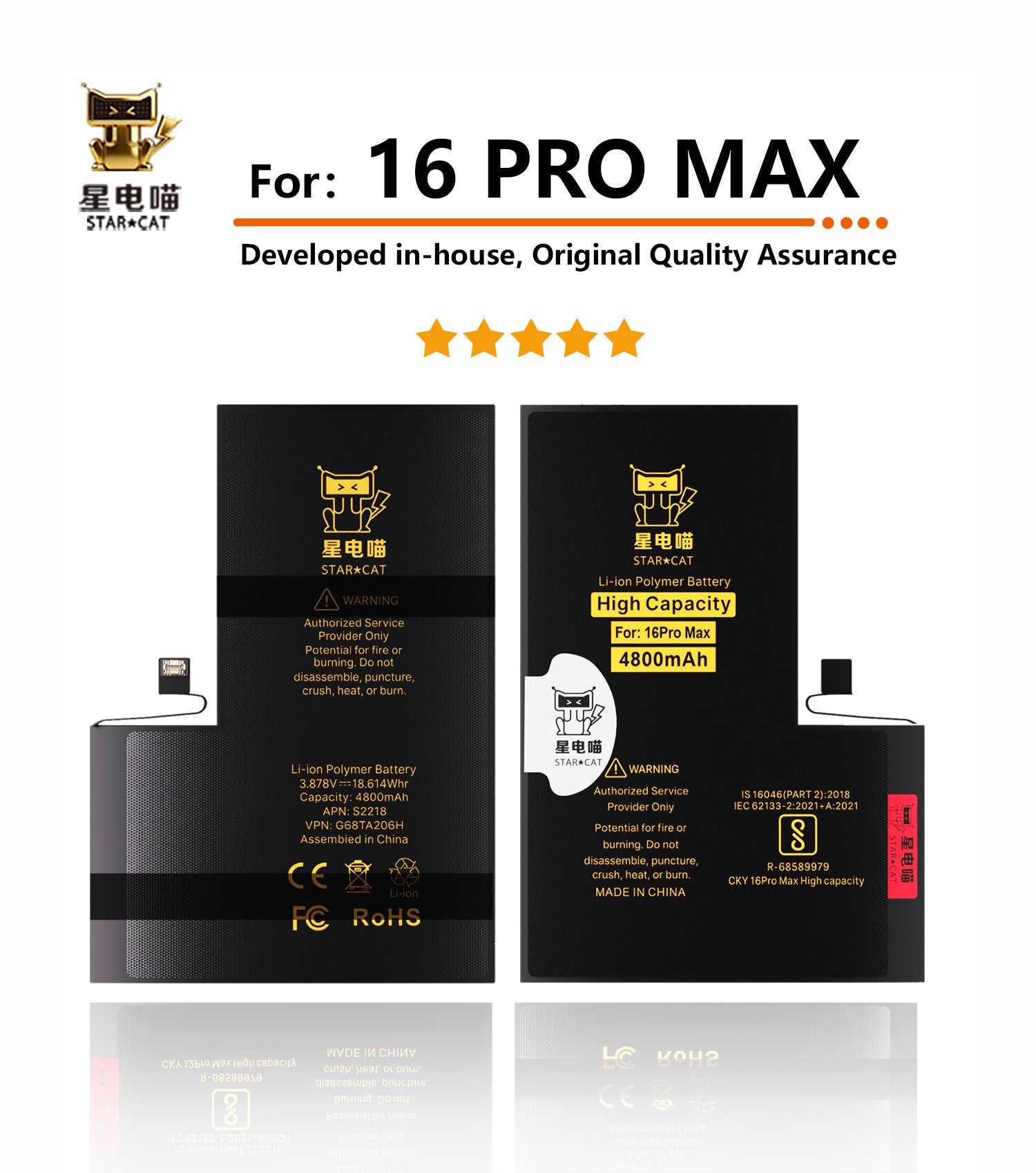 Apple/iPhone 16PROmax high-capacity/mAh-Original battery