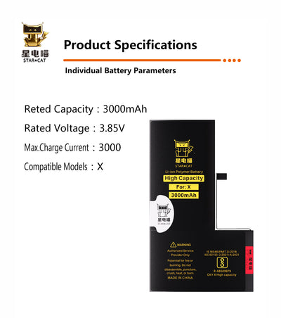 Apple/iPhone X high-capacity/mAh-Original battery