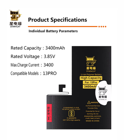 Apple/iPhone 13pro high-capacity/mAh-Original battery